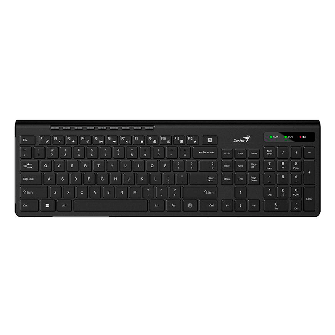 TECLADO INALÁMBRICO GENIUS SLIMSTAR 7230 - TECLAS TIPO CHOCOLATE Y ACCESOS MULTIMEDIA